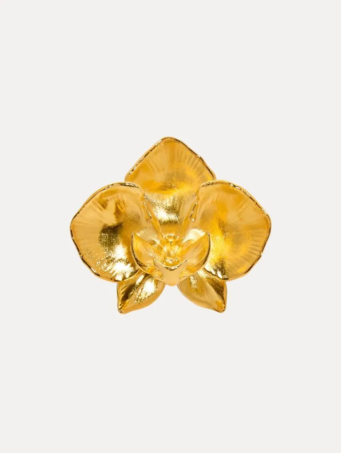 Women Large Orchid Brooch Gold Oscar De La Renta Brooches and Hair Accessories Women Large Orchid Brooch Gold Oscar De La Renta Brooches and Hair Accessories