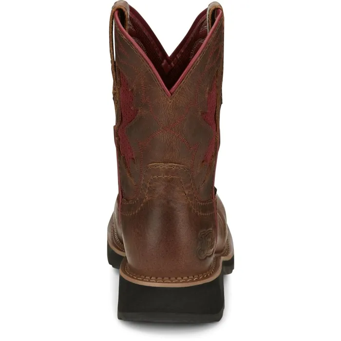 WOMEN Lathey 8034 Nano Composite Toe Work Boot Brown Justin Boots Work