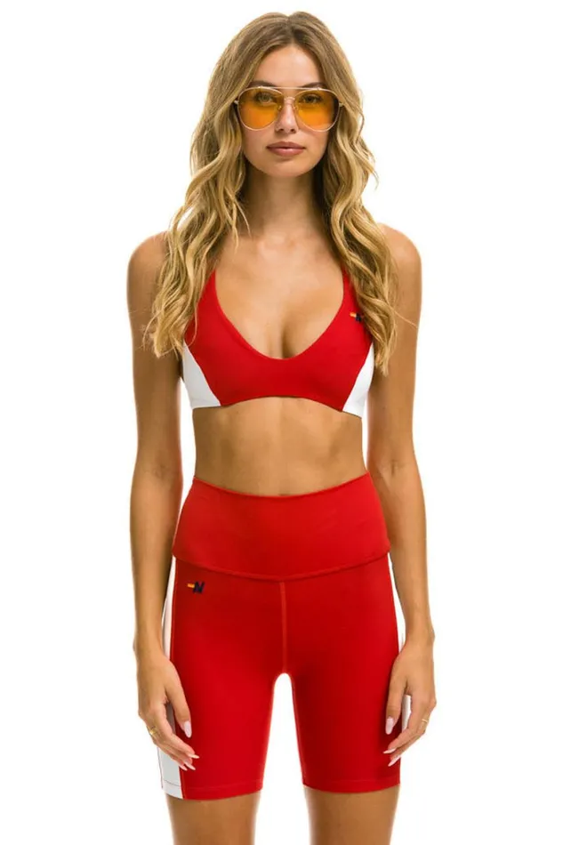 Women Leggings Aviator Nation Speed 6in HiRise Biker Short 8211 Cherry