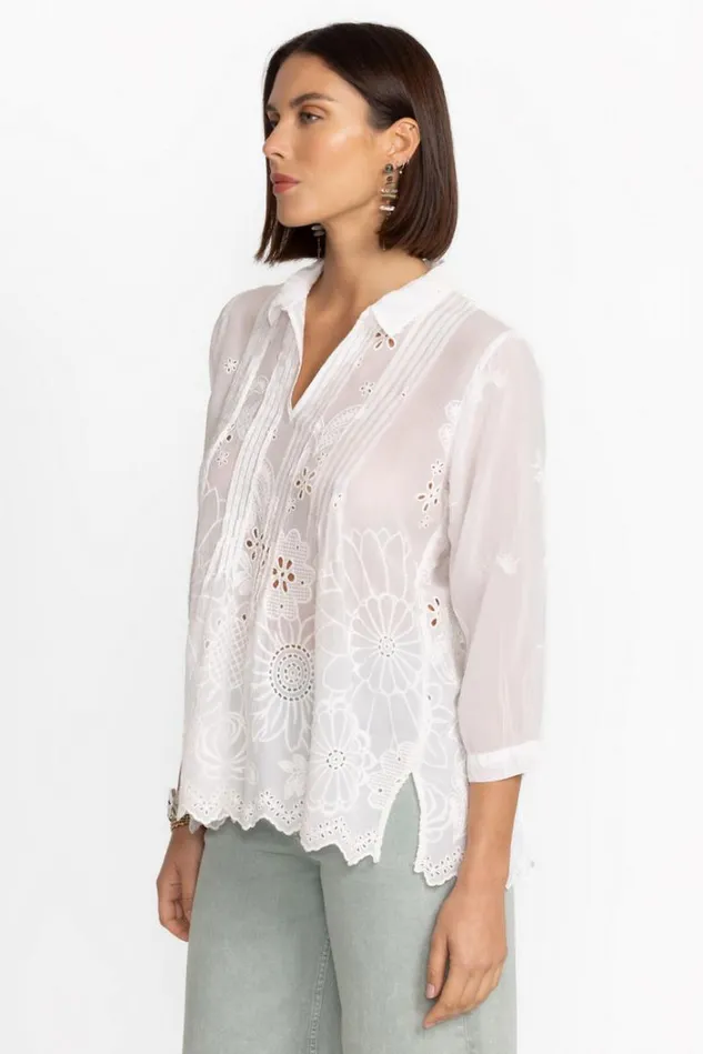 Women LEMMI BLOUSE White Johnny Was Tops Women LEMMI BLOUSE White Johnny Was Tops