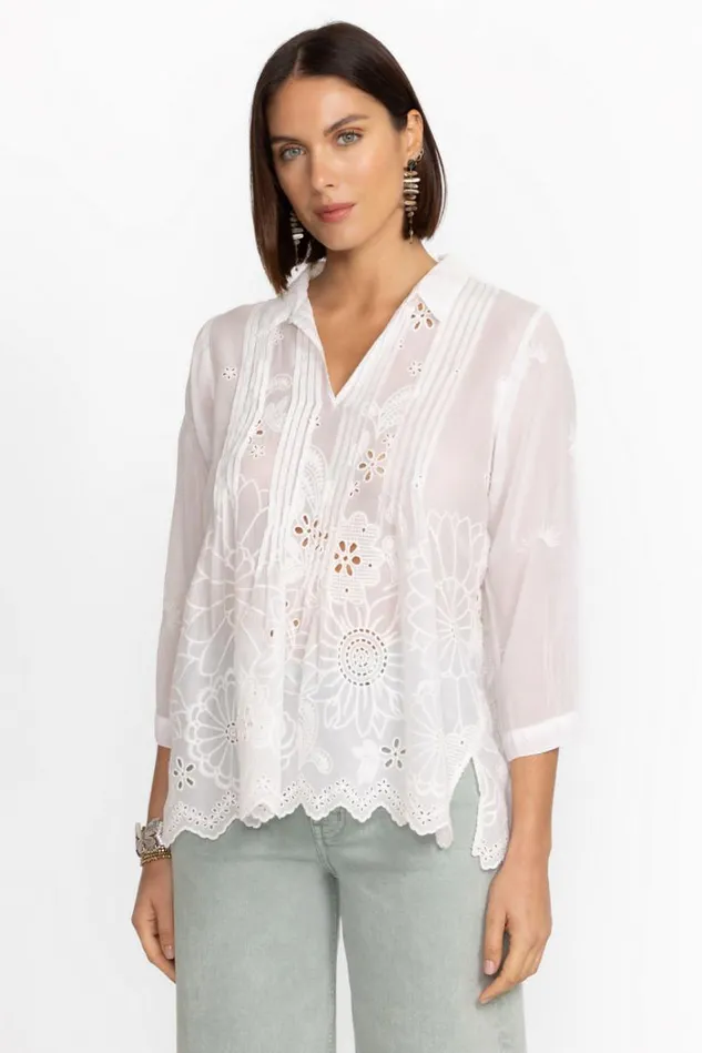 Women LEMMI BLOUSE White Johnny Was Tops Women LEMMI BLOUSE White Johnny Was Tops