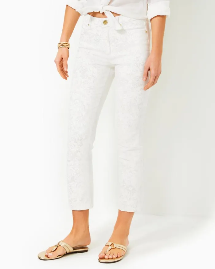 Women Lilly Pulitzer Bottoms 28034 Liza High Rise Crop Flare Pant Resort White Pandarama Women Lilly Pulitzer Bottoms 28034 Liza High Rise Crop Flare Pant Resort White Pandarama