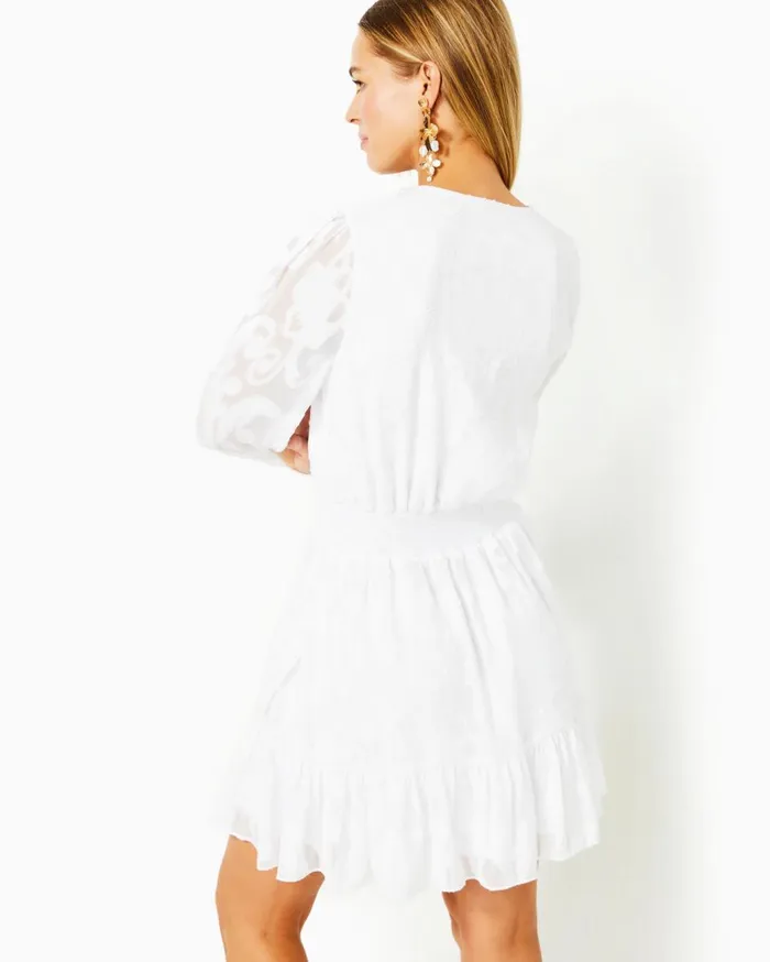 Women Lilly Pulitzer Dresses Cristiana Long Sleeve Dress Resort White Poly Crepe Swirl Clip Women Lilly Pulitzer Dresses Cristiana Long Sleeve Dress Resort White Poly Crepe Swirl Clip