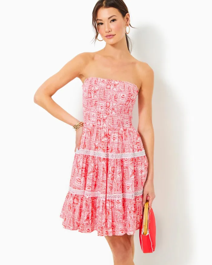 Women Lilly Pulitzer Dresses Faye Lace Ruffle Dress Roxie Pink Scalloped Shell Lace Women Lilly Pulitzer Dresses Faye Lace Ruffle Dress Roxie Pink Scalloped Shell Lace