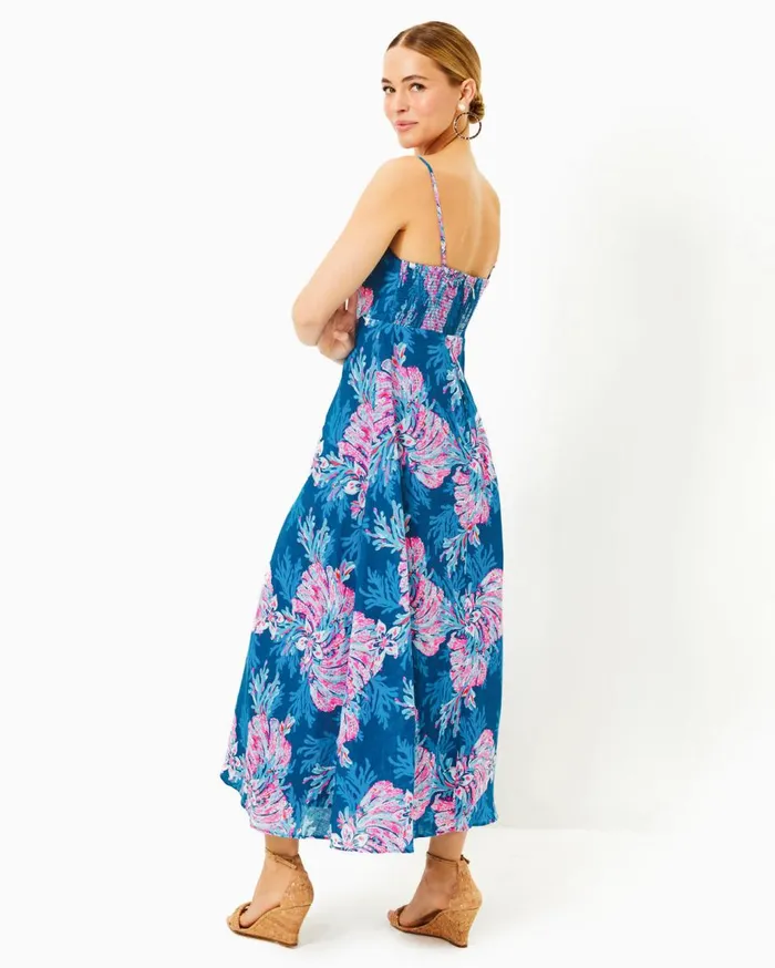 Women Lilly Pulitzer Dresses Hadly Smocked Maxi Dress True Navy Poly Crepe Swirl Clip Women Lilly Pulitzer Dresses Hadly Smocked Maxi Dress True Navy Poly Crepe Swirl Clip
