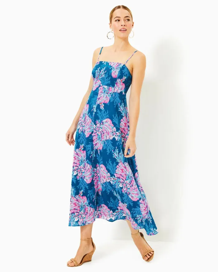 Women Lilly Pulitzer Dresses Hadly Smocked Maxi Dress True Navy Poly Crepe Swirl Clip Women Lilly Pulitzer Dresses Hadly Smocked Maxi Dress True Navy Poly Crepe Swirl Clip