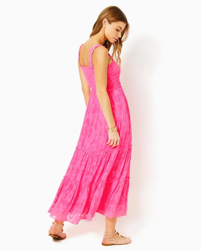 Women Lilly Pulitzer Dresses Hadly Smocked Maxi Dress True Navy Poly Crepe Swirl Clip Women Lilly Pulitzer Dresses Hadly Smocked Maxi Dress True Navy Poly Crepe Swirl Clip