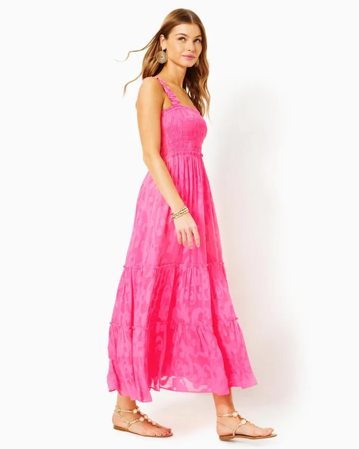 Women Lilly Pulitzer Dresses Hadly Smocked Maxi Dress True Navy Poly Crepe Swirl Clip Women Lilly Pulitzer Dresses Hadly Smocked Maxi Dress True Navy Poly Crepe Swirl Clip