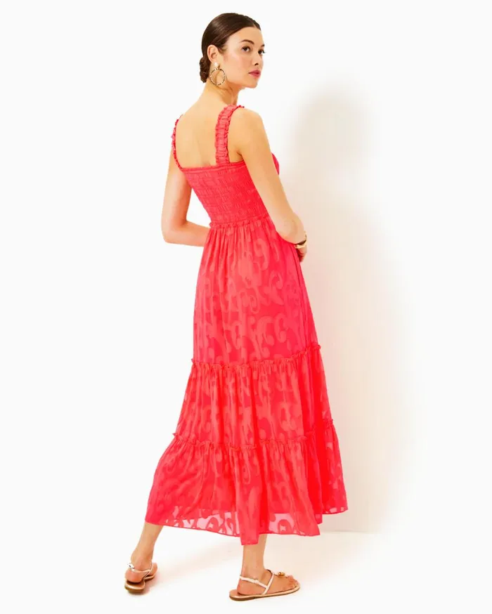 Women Lilly Pulitzer Dresses Hadly Smocked Maxi Dress True Navy Poly Crepe Swirl Clip Women Lilly Pulitzer Dresses Hadly Smocked Maxi Dress True Navy Poly Crepe Swirl Clip