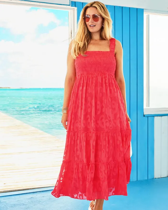 Women Lilly Pulitzer Dresses Hadly Smocked Maxi Dress True Navy Poly Crepe Swirl Clip Women Lilly Pulitzer Dresses Hadly Smocked Maxi Dress True Navy Poly Crepe Swirl Clip