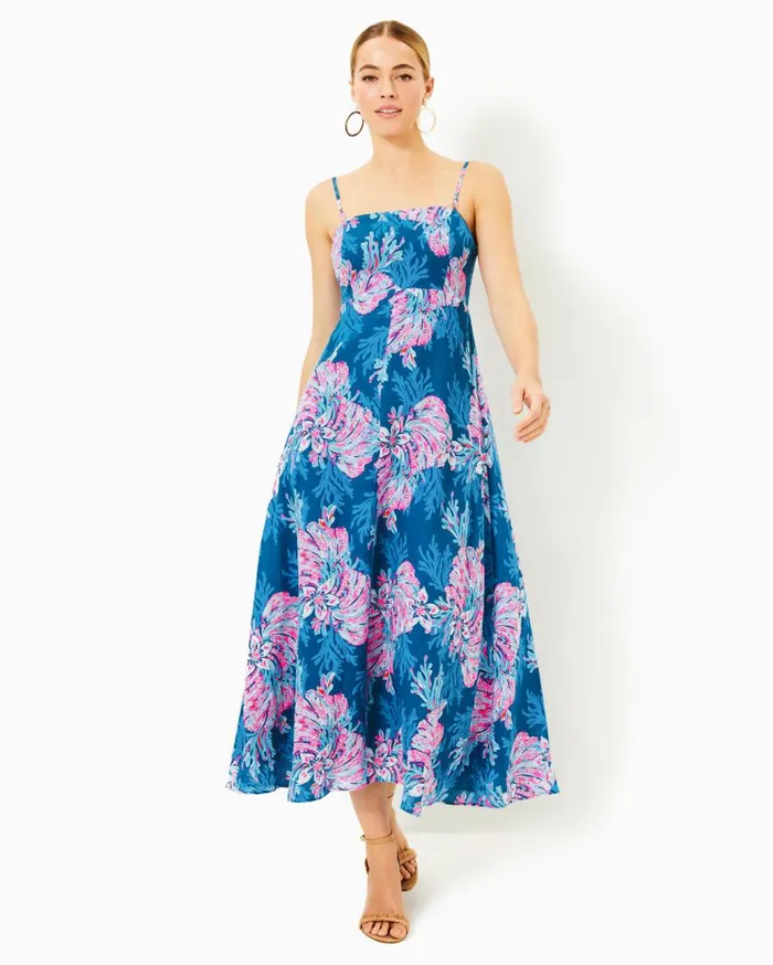 Women Lilly Pulitzer Dresses Hadly Smocked Maxi Dress True Navy Poly Crepe Swirl Clip Women Lilly Pulitzer Dresses Hadly Smocked Maxi Dress True Navy Poly Crepe Swirl Clip