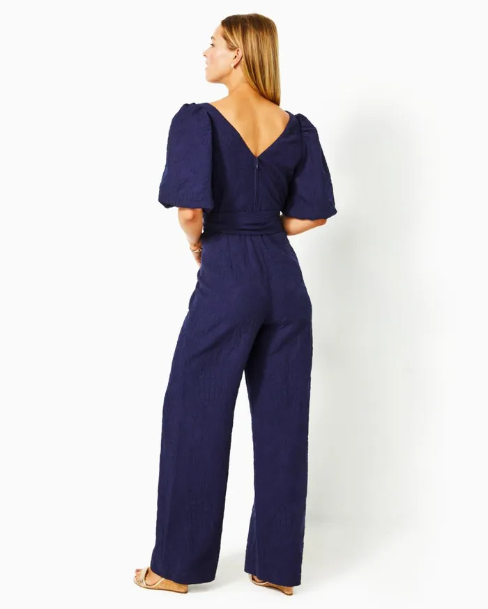 Women Lilly Pulitzer Dresses Kirrabelle Jumpsuit True Navy Pineapple Pucker Jacquard Women Lilly Pulitzer Dresses Kirrabelle Jumpsuit True Navy Pineapple Pucker Jacquard