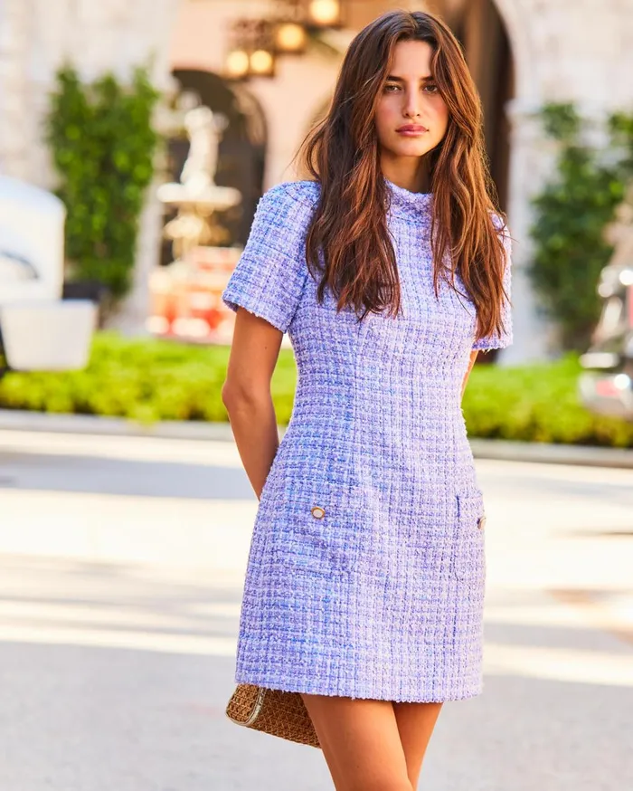 Women Lilly Pulitzer Dresses Tiessa Boucle Shift Dress Lark Lilac Swirl Boucle Women Lilly Pulitzer Dresses Tiessa Boucle Shift Dress Lark Lilac Swirl Boucle