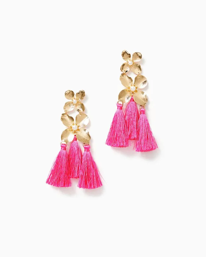 Women Lilly Pulitzer Jewelry Via Flora Tassel Earrings Roxie Pink