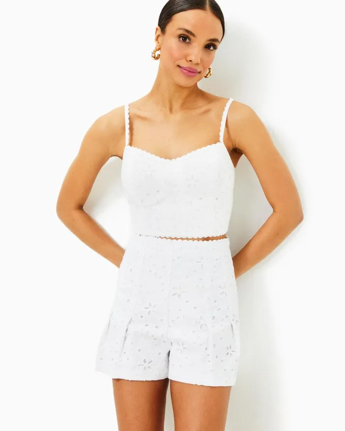 Women Lilly Pulitzer Matching Sets Winslow Eyelet Top and Short Set Resort White Sealife Eyelet Women Lilly Pulitzer Matching Sets Winslow Eyelet Top and Short Set Resort White Sealife Eyelet