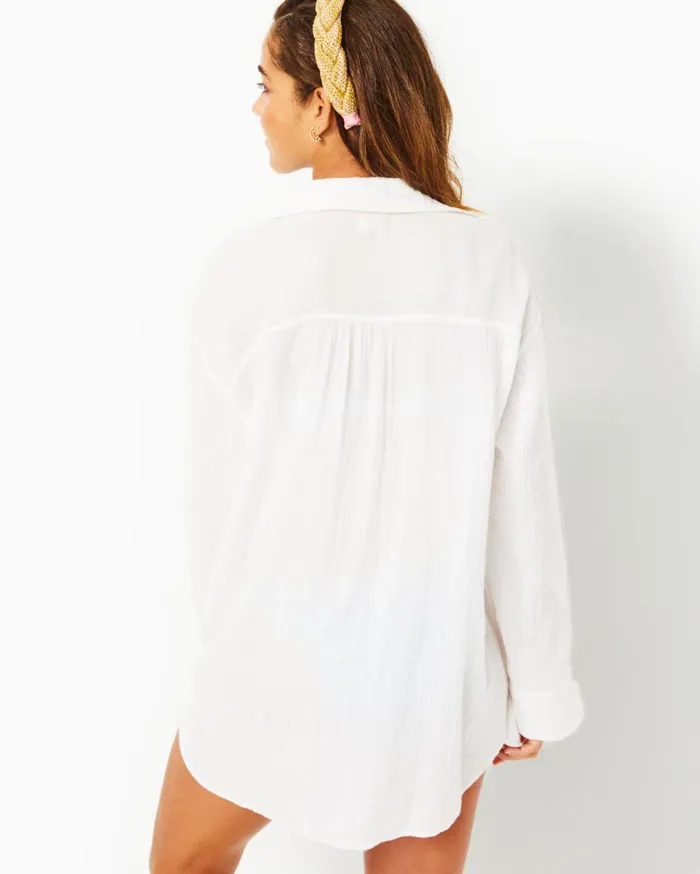 Women Lilly Pulitzer Swim Kwitney Long Sleeve Cotton CoverUp Resort White Women Lilly Pulitzer Swim Kwitney Long Sleeve Cotton CoverUp Resort White