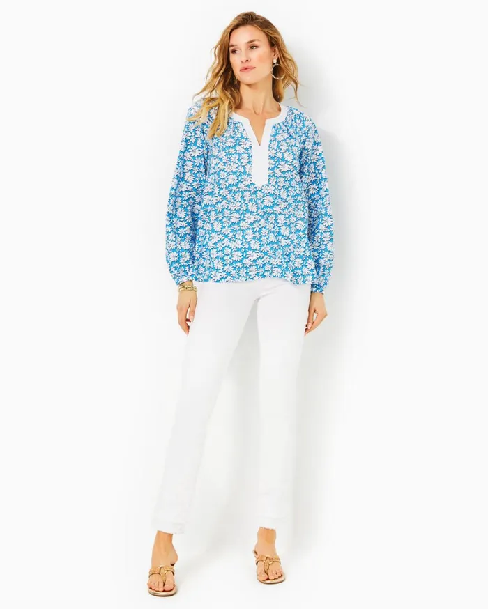 Women Lilly Pulitzer Tops Camryn Tunic Lunar Blue Palm Beach Petals Women Lilly Pulitzer Tops Camryn Tunic Lunar Blue Palm Beach Petals