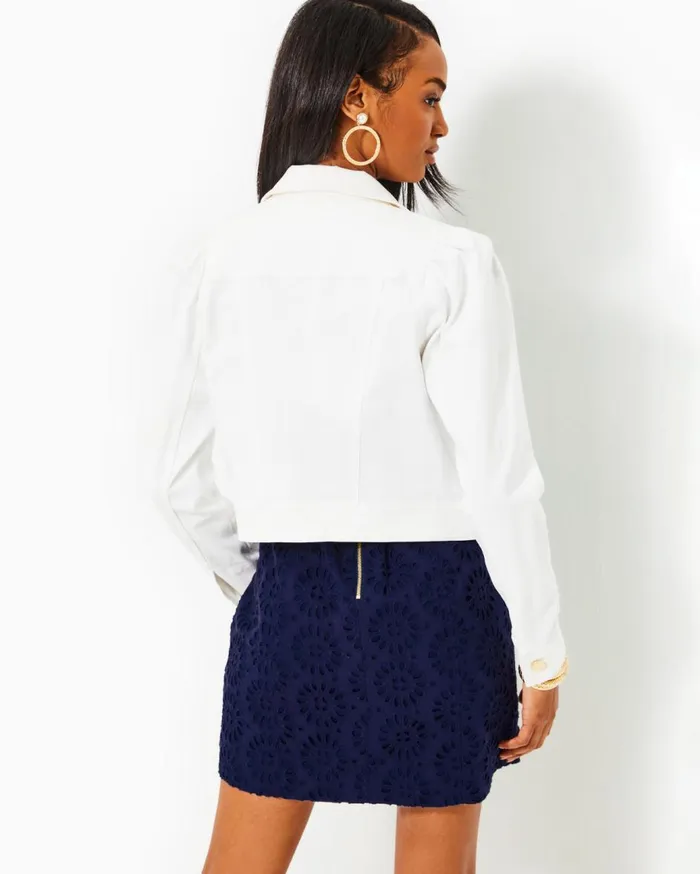 Women Lilly Pulitzer Tops Seaspray Denim Jacket Resort White Women Lilly Pulitzer Tops Seaspray Denim Jacket Resort White