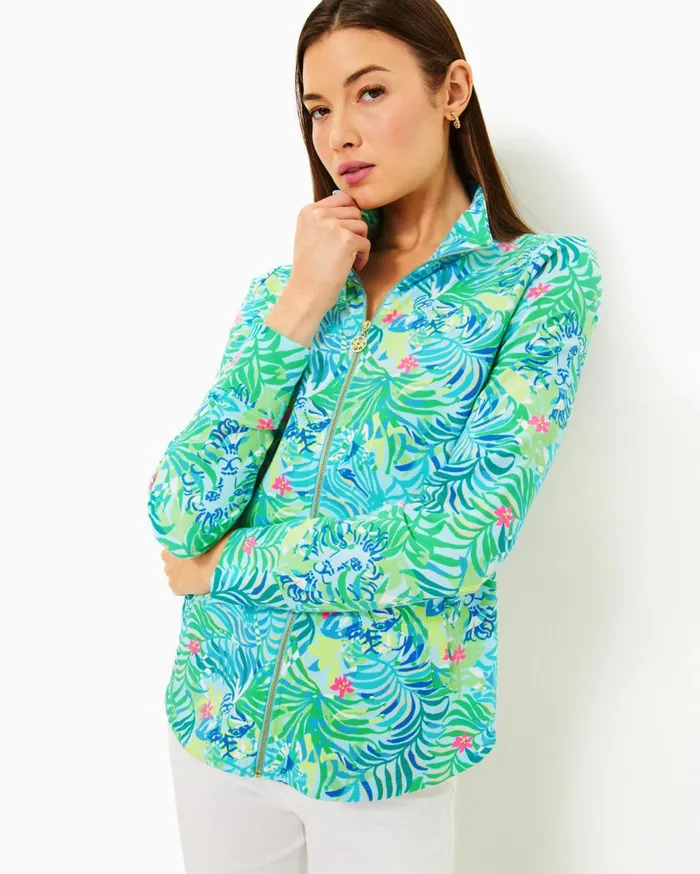 Women Lilly Pulitzer Tops UPF 50 Leona ZipUp Jacket Multi Via Parigi