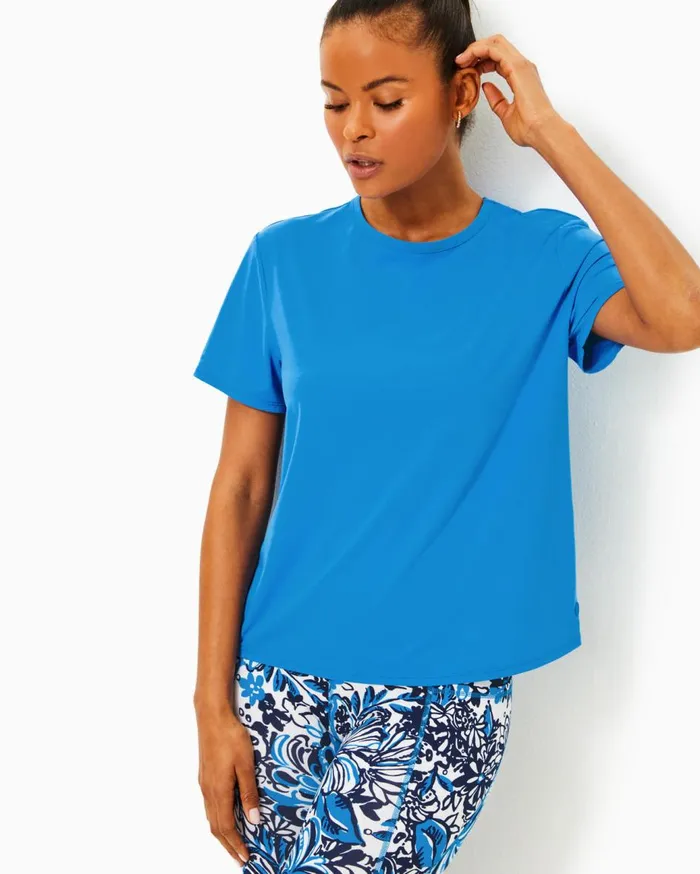 Women Lilly Pulitzer Tops UPF 50 Luxletic Rally Active Tee Morelle Blue