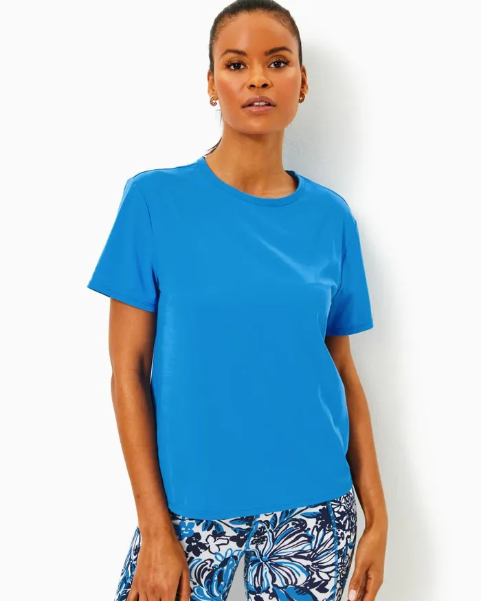 Women Lilly Pulitzer Tops UPF 50 Luxletic Rally Active Tee Morelle Blue Women Lilly Pulitzer Tops UPF 50 Luxletic Rally Active Tee Morelle Blue