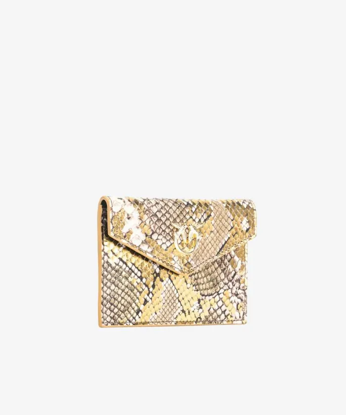 Women Limited Edition Pinko PINKO Galleria Flat Card Holder In Laminated Reptile Skin Goldgreygold Women Limited Edition Pinko PINKO Galleria Flat Card Holder In Laminated Reptile Skin Goldgreygold