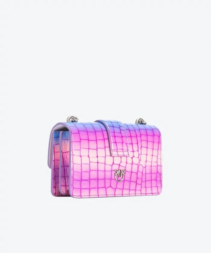 Women Limited Edition Pinko PINKO Galleria Mini Love Bag One In Shiny Fadeeffect Crocprint Leather Pinkpurpleold Silver Women Limited Edition Pinko PINKO Galleria Mini Love Bag One In Shiny Fadeeffect Crocprint Leather Pinkpurpleold Silver