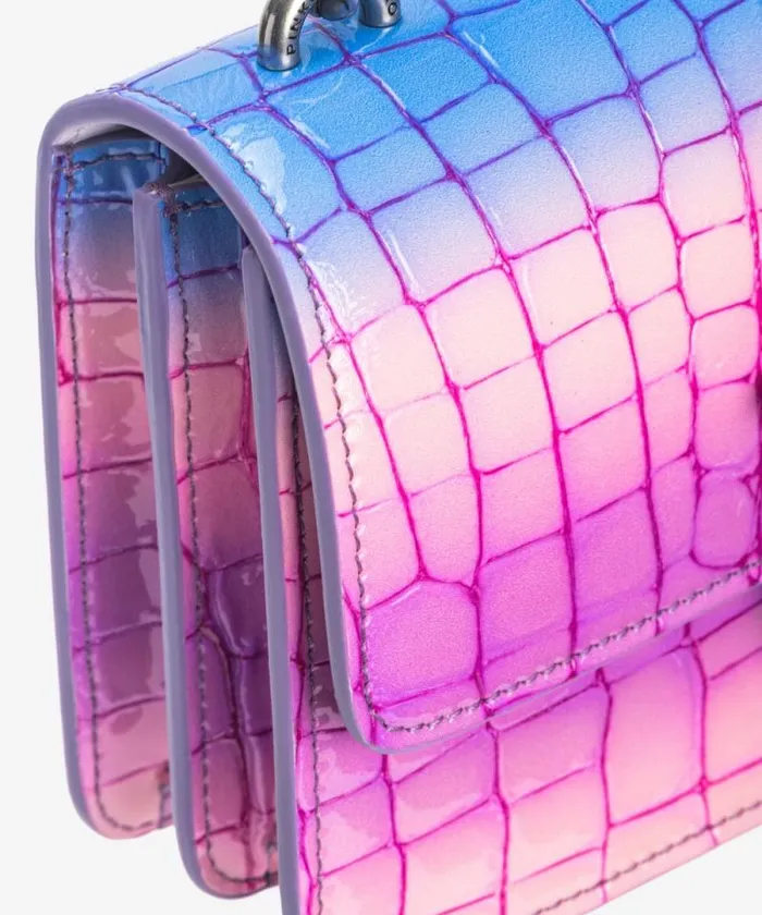 Women Limited Edition Pinko PINKO Galleria Mini Love Bag One In Shiny Fadeeffect Crocprint Leather Pinkpurpleold Silver Women Limited Edition Pinko PINKO Galleria Mini Love Bag One In Shiny Fadeeffect Crocprint Leather Pinkpurpleold Silver