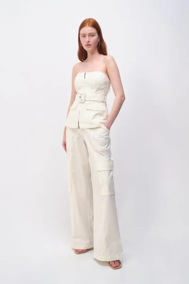Women Lionelle Pant Natural White Jonathan Simkhai Pants and Bottoms