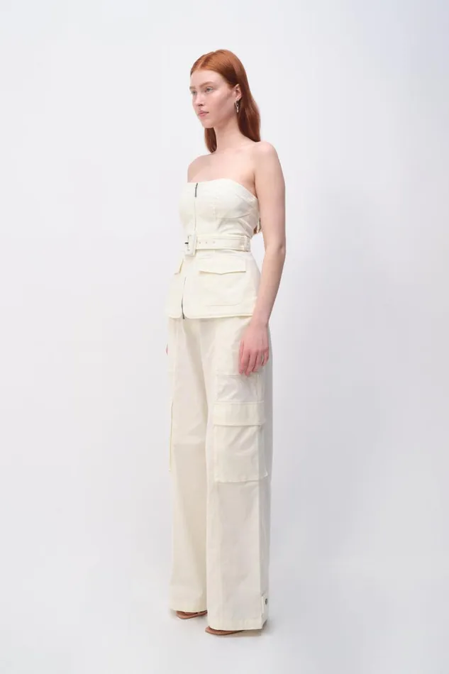 Women Lionelle Pant Natural White Jonathan Simkhai Pants and Bottoms