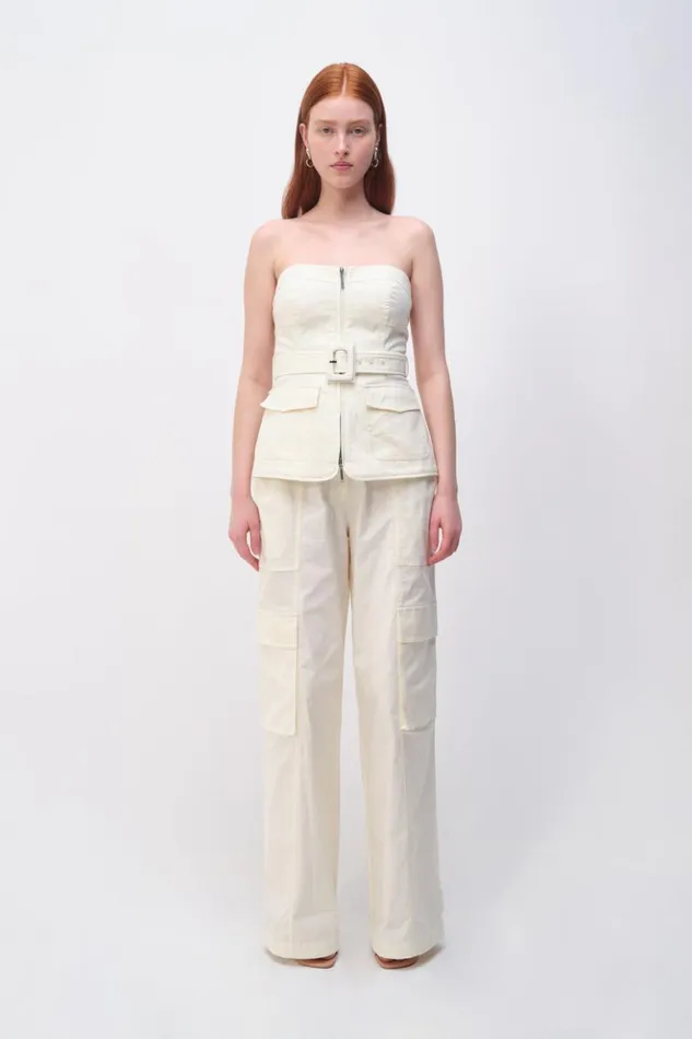 Women Lionelle Pant Natural White Jonathan Simkhai Pants and Bottoms
