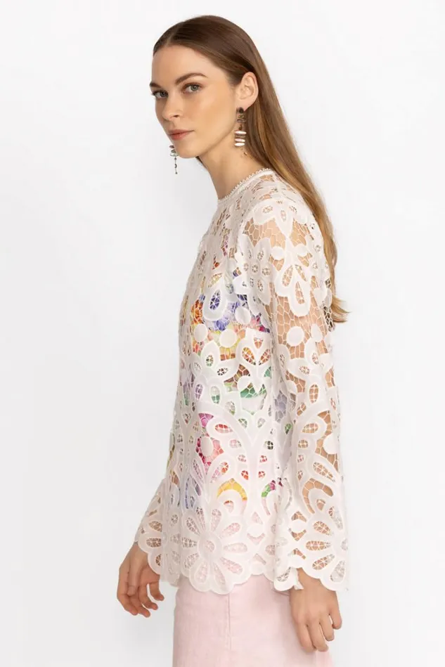 Women LISETTA LACE BLOUSE White Johnny Was Tops Women LISETTA LACE BLOUSE White Johnny Was Tops