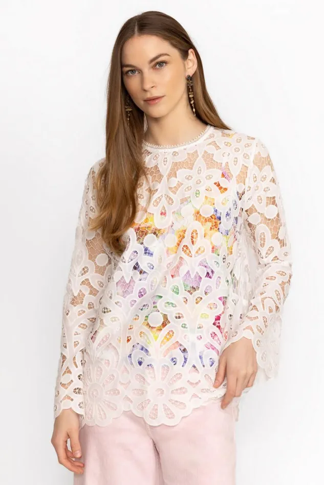 Women LISETTA LACE BLOUSE White Johnny Was Tops Women LISETTA LACE BLOUSE White Johnny Was Tops