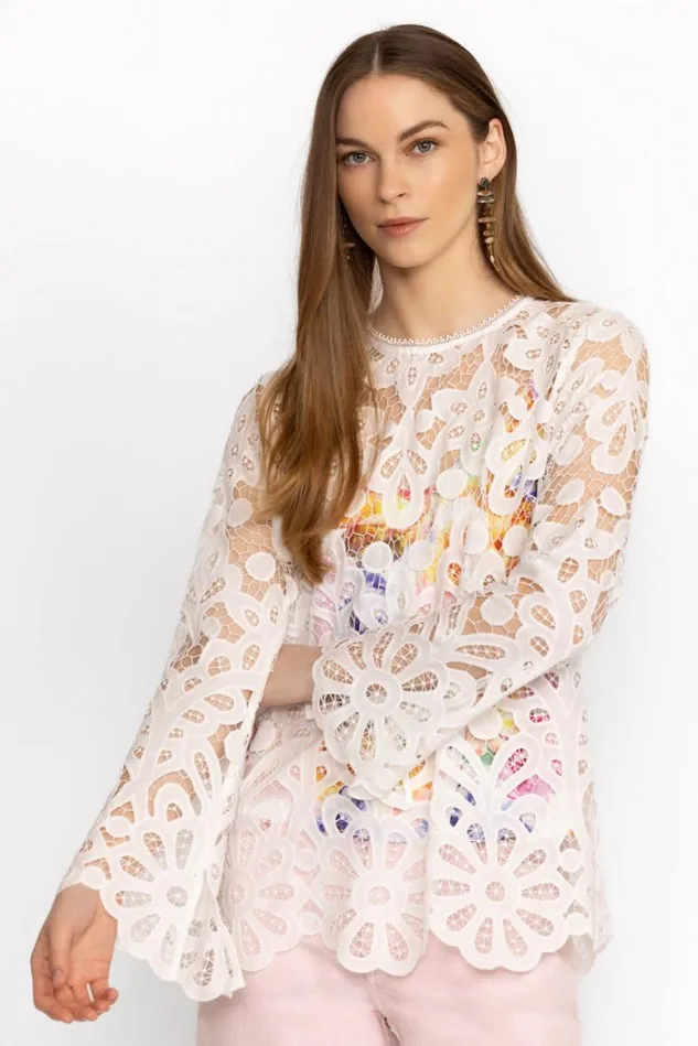 Women LISETTA LACE BLOUSE White Johnny Was Tops Women LISETTA LACE BLOUSE White Johnny Was Tops