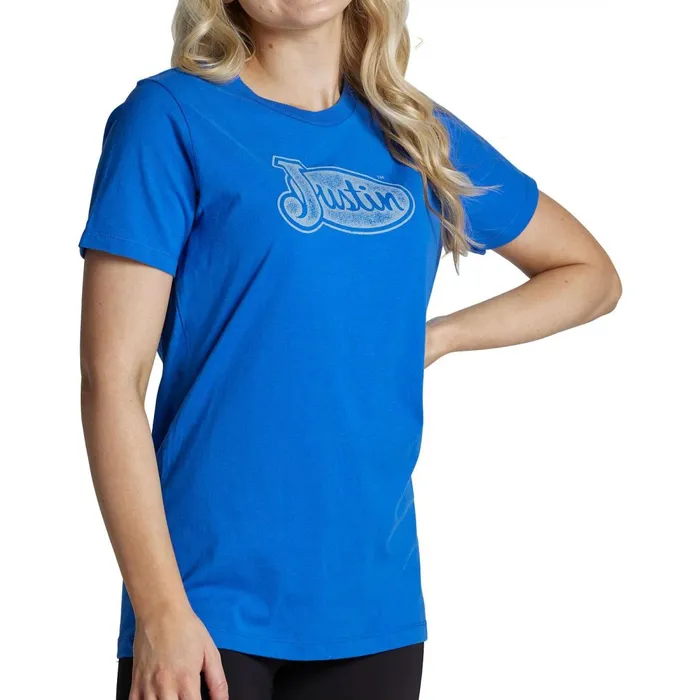 WOMEN Logo Tee Royal Blue Justin Boots TShirts and Tops