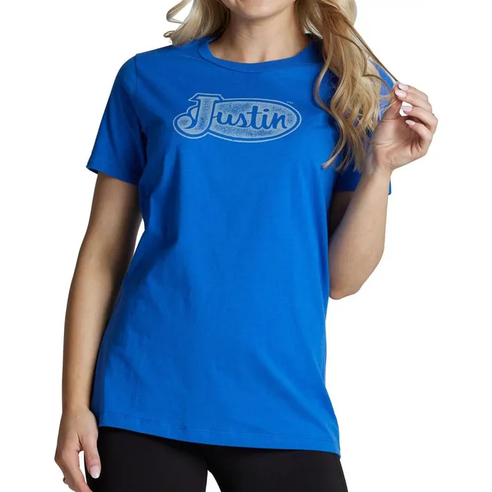 WOMEN Logo Tee Royal Blue Justin Boots TShirts and Tops