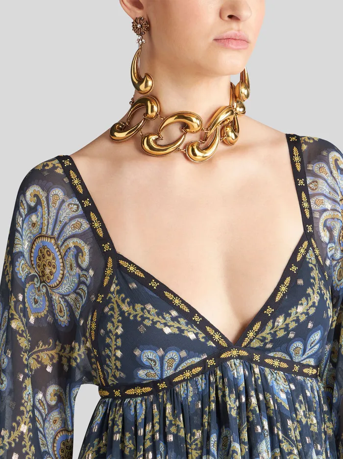 Women Long Printed Silk Dress Etro Dresses