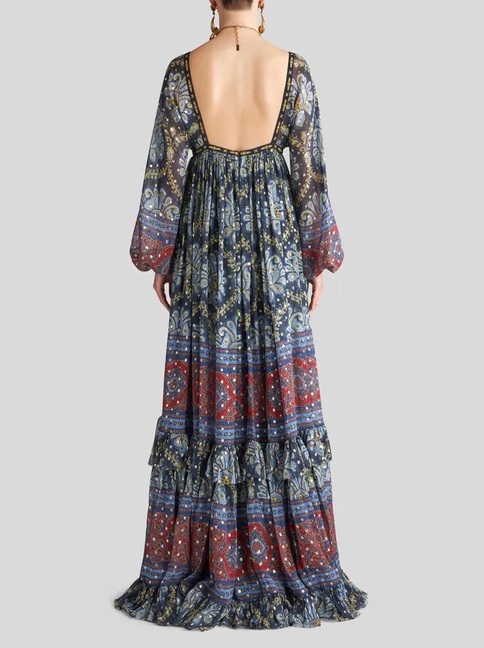 Women Long Printed Silk Dress Etro Dresses