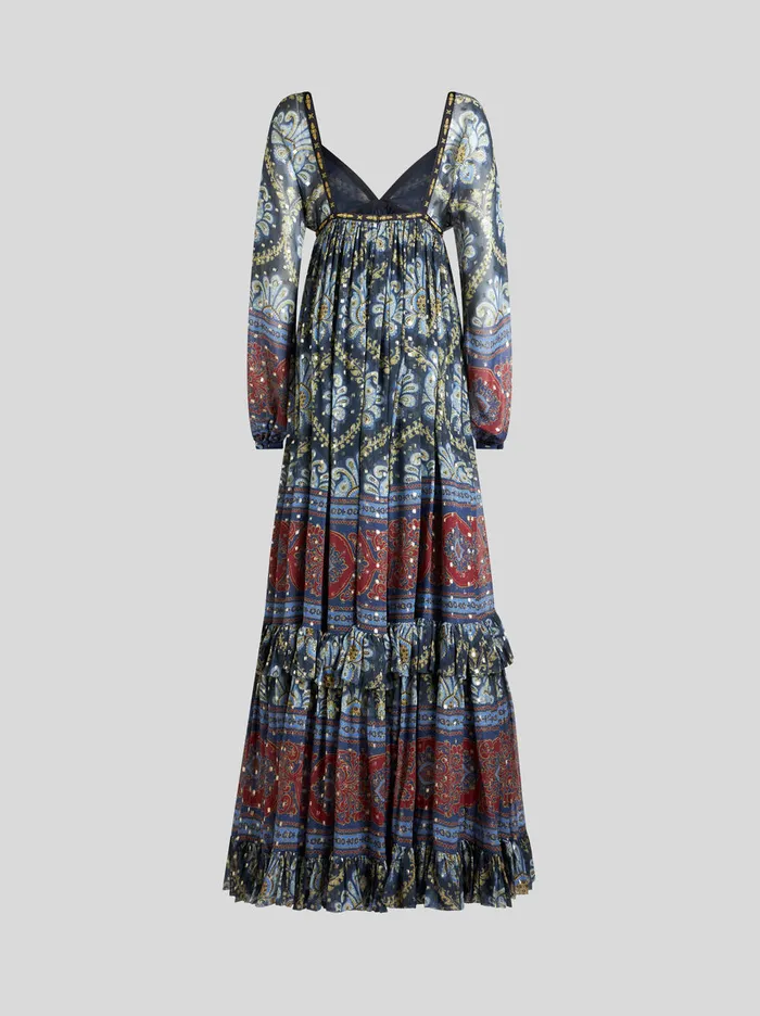 Women Long Printed Silk Dress Etro Dresses