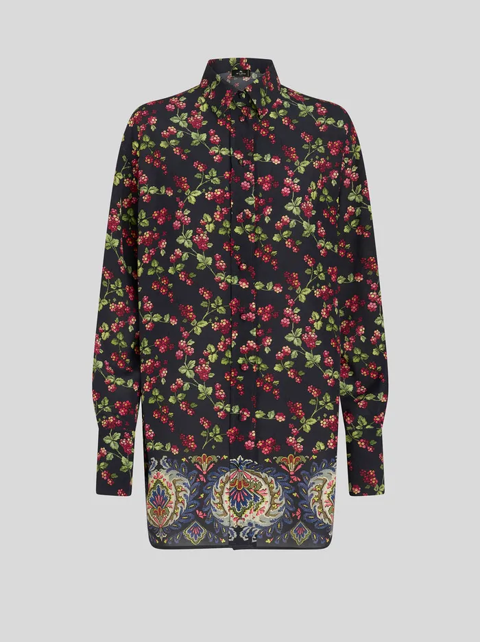 Women Long Printed Silk Shirt Etro Shirts And Blouses