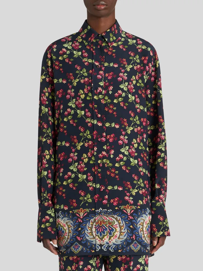 Women Long Printed Silk Shirt Etro Shirts And Blouses