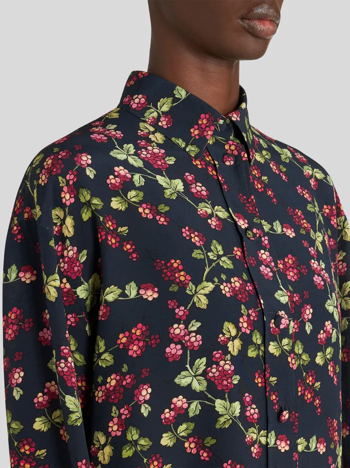 Women Long Printed Silk Shirt Etro Shirts And Blouses