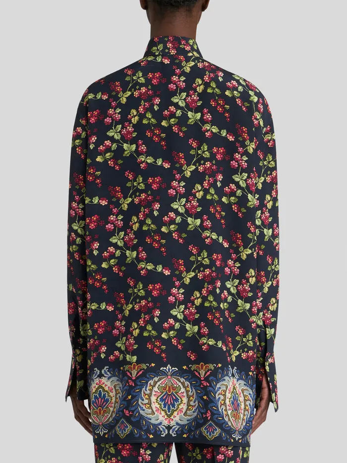 Women Long Printed Silk Shirt Etro Shirts And Blouses