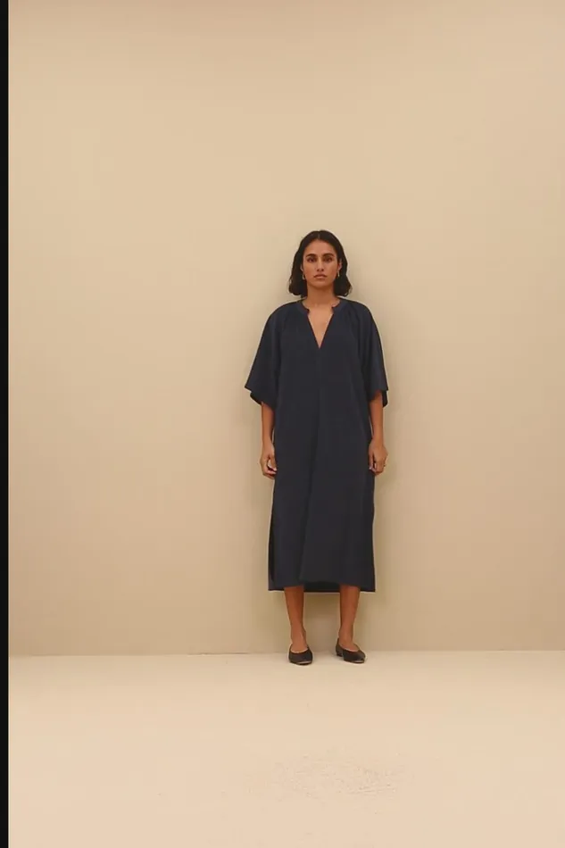 Women Louisa Slub Dress Midnight Bybar Dresses Women Louisa Slub Dress Midnight Bybar Dresses