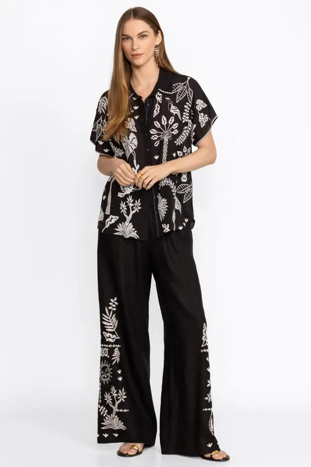 Women LUCIANA WIDE LEG SEAMED PANT Black Johnny Was Bottoms Women LUCIANA WIDE LEG SEAMED PANT Black Johnny Was Bottoms