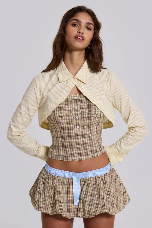 Women Lulu Shrug Stripe Shirt Jaded London Crop Tops