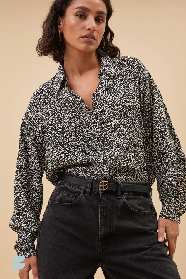 Women Lykke Calm Flower Blouse Calm Flower Print Bybar Blouses