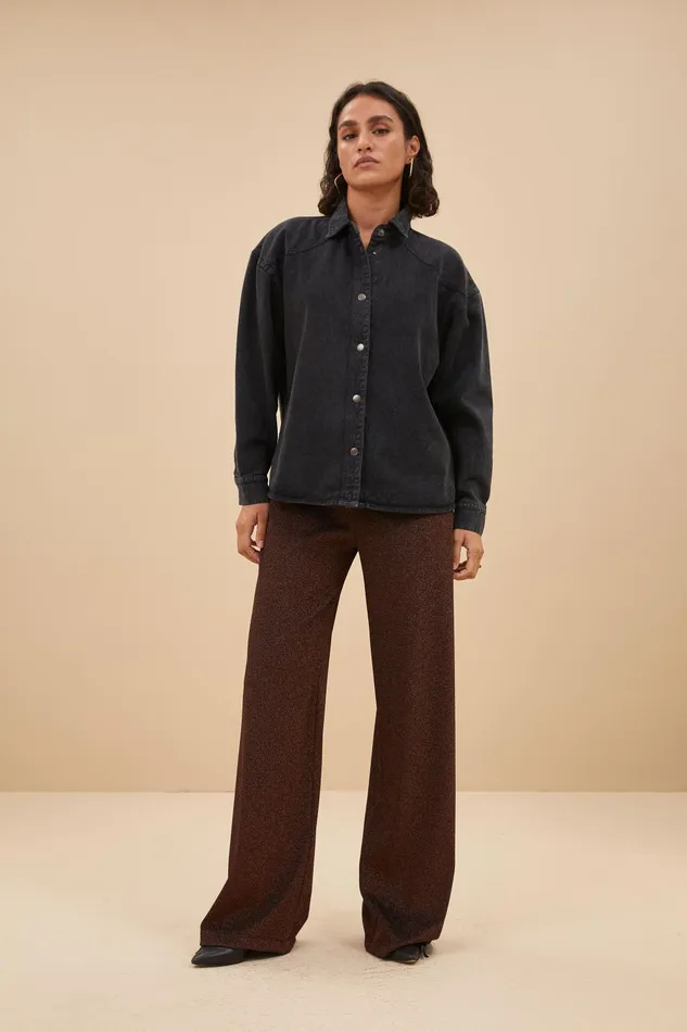 Women Mae Twill Blouse Jet Black Bybar Blouses