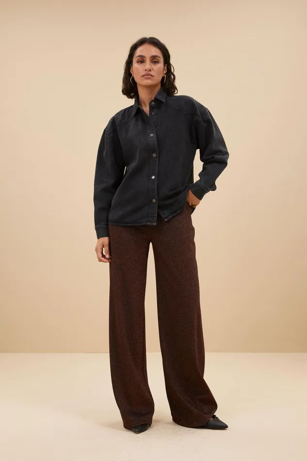 Women Mae Twill Blouse Jet Black Bybar Blouses
