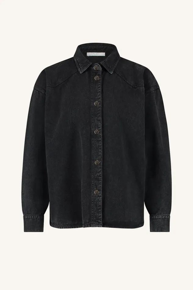 Women Mae Twill Blouse Jet Black Bybar Blouses